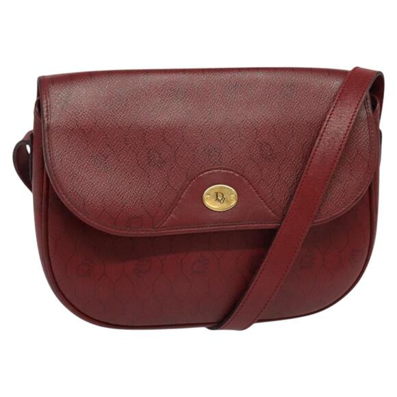 DIOR Honeycomb Canvas Shoulder Bag Pvc Red Gold - Picture 1 of 12